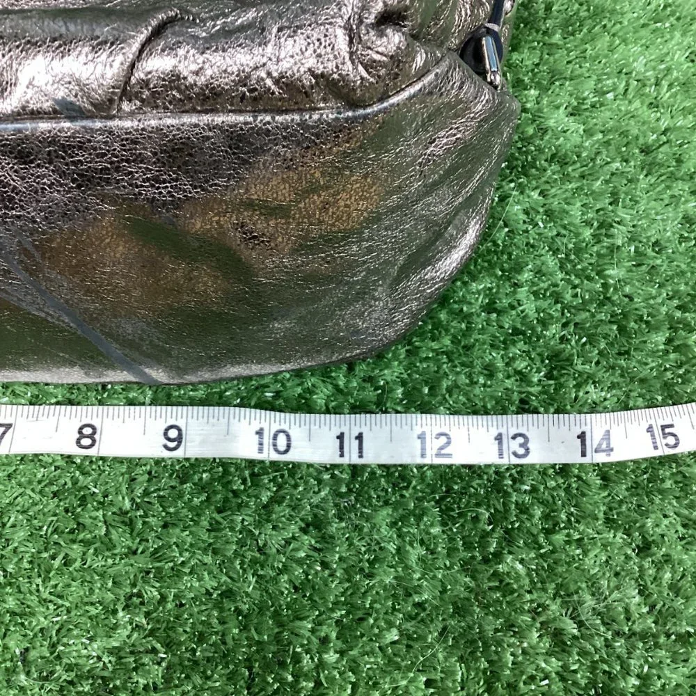 COACH Brooke Metallic Pewter Silver Patent Leather Hobo Purse